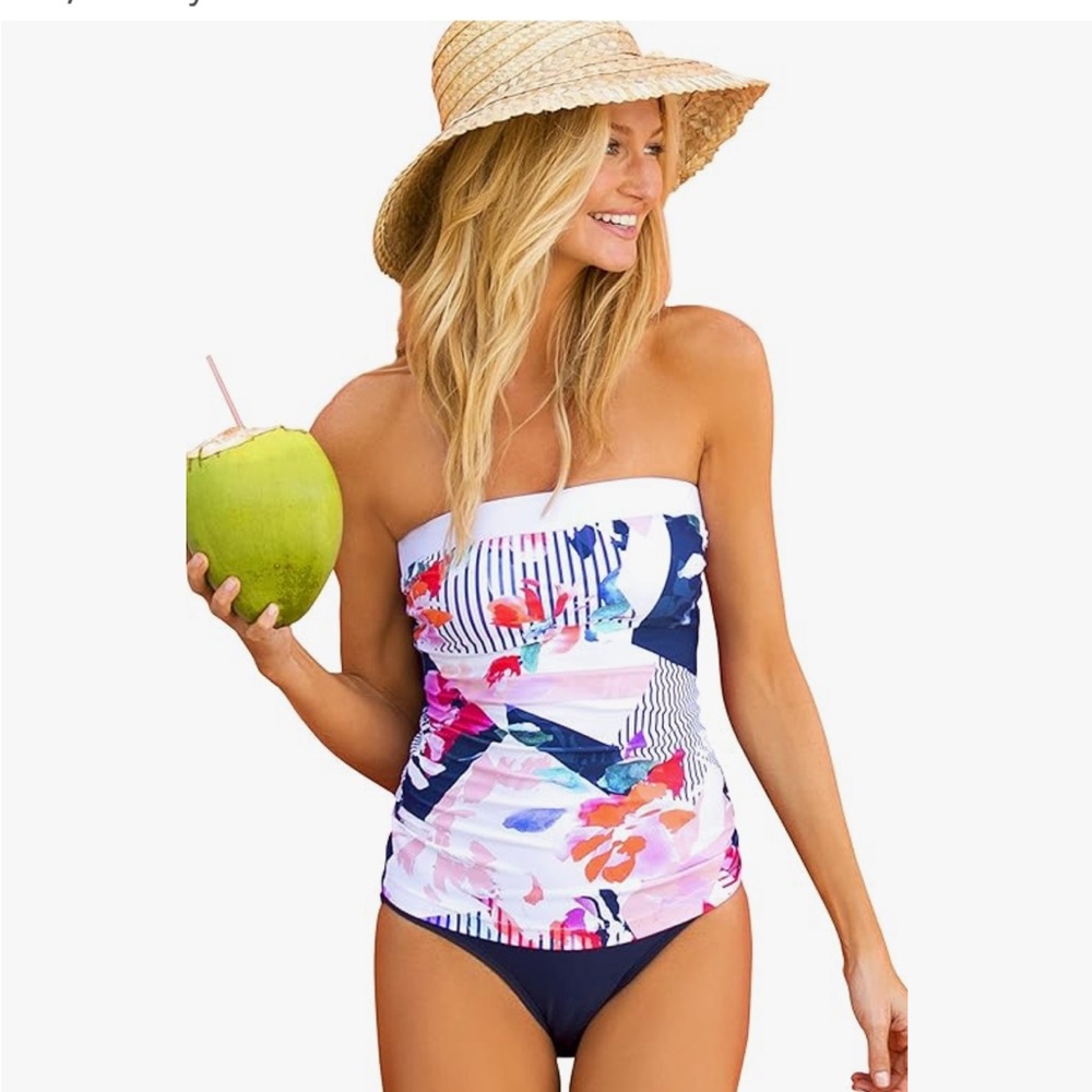 Floral Strapless Swimsuit